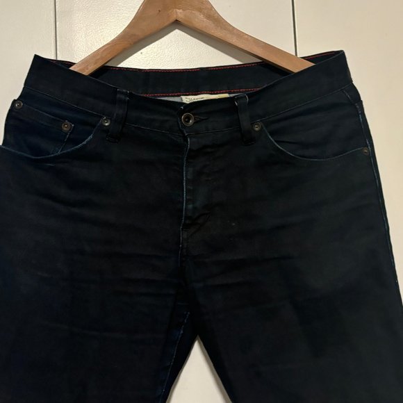 Raleigh Denim Slim Fit Raw Denim Button Fly Black Jeans Indigo Undertones 30 - Picture 2 of 10